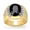 Image 1 : Genuine 6.58ctw Blue Sapphire & Diamond Men's Ring Gold
