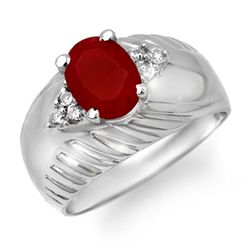 Genuine 1.69 ctw Ruby & Diamond Ring 10K White Gold