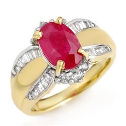 Genuine 3.01 ctw Ruby & Diamond Ring 14K Yellow Gold