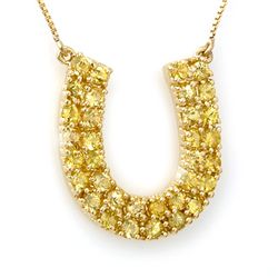 Genuine 2.0 ctw Yellow Sapphire Necklace 10K Yellow Gold