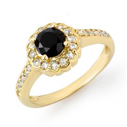 Natural 1.0 ctw Black & White Diamond Ring 14K Yellow Gold