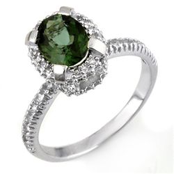 Genuine 2.10ctw Green Tourmaline & Diamond Ring Gold