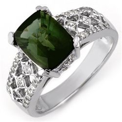 Genuine 3.0 ctw Green Tourmaline & Diamond Ring Gold