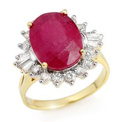 Genuine 7.04 ctw Ruby & Diamond Ring 14K Yellow Gold