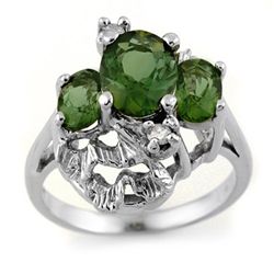Genuine 3.06ct Green Tourmaline & Diamond Ring 10K Gold