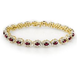 Genuine 10.8 ctw Ruby & Diamond Bracelet Yellow Gold