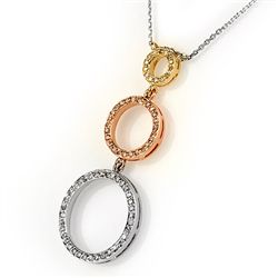 Natural 1.0 ctw Diamond Necklace 14K Multi tone Gold