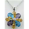 Image 2 : 14K White Gold Multi-color Diamond Necklace