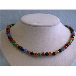 Multi-colored Agate Stones with Silver Clasp