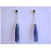 Image 3 : 14k White Gold Dangling Earrings with Blue Quartz