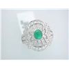 Image 1 : 18k White Gold Ring with Diamonds and Emerald