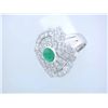 Image 2 : 18k White Gold Ring with Diamonds and Emerald