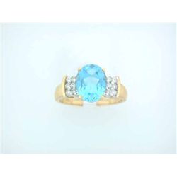14k Yellow Gold with Topaz and Diamonds