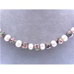 Pearl and Enamel Necklace