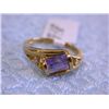 Image 1 : 14k Yellow Gold Ring with Amethyst and Diamonds