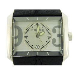 POLICE MENS WATCH DATE 10812J LEATHER BLACK SILVER TONE