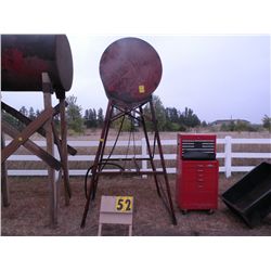 fuel barrel on metal stand