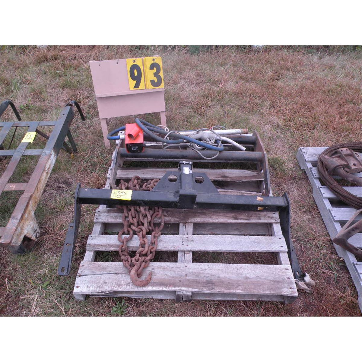 Brush guard for a truck, receiver hitch, electric pump & log chain