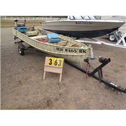 1966 Alumacraft 14' w/trailer, cover, 9.5 Johnson motor, trolling motor & depth finder