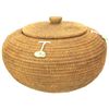 Image 1 : Finely woven coiled basket with lid and beaded