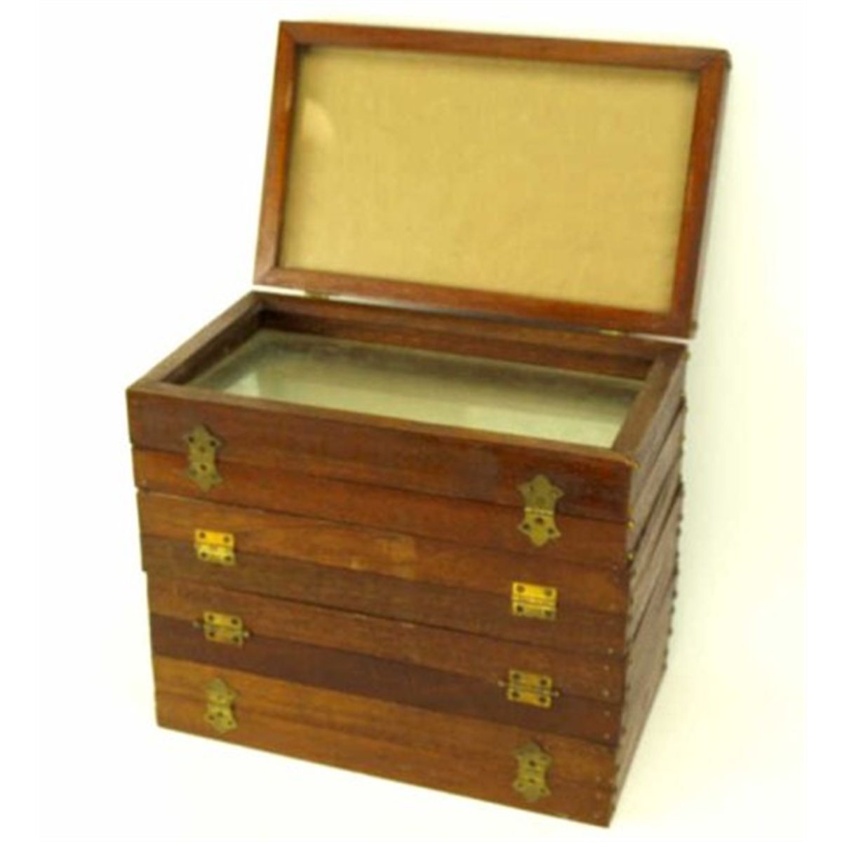 Antique mahogany display accordion case