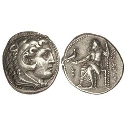 Tetradracma. 336-323 a.C. ALEJANDRO MAGNO. PELLA. Anv.: Cabeza de Hércules con piel de león a derech