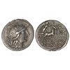 Image 1 : Denario. 127 a.C. FABIA-13. C. Fabius L. Roscius y Q. Marcius. 3,9 grs. Pátina. Cal-572; FFC-701. EB