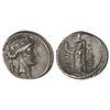 Image 1 : Denario. 66 a.C. POMPONIA-11. Q. Pomponius Musa. Anv.: Cabeza laureada de Apolo a derecha, detrás vo