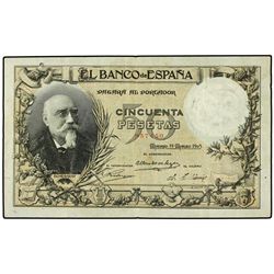 50 Pesetas. 19 Marzo 1905. Echegaray. Apresto original. Ed-B96. MBC+.