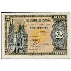 2 Pesetas. 12 Octubre 1937. Catedral de Burgos. Serie A. Ed-D27. SC.
