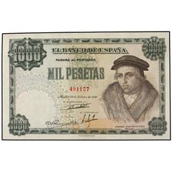 1.000 Pesetas. 19 Febrero 1946. Vives. MAGNÍFICO EJEMPLAR. MUY RARO ASÍ. Ed-D54. SC-.
