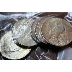 Lot Of 5 Peace Dollars (Mixed Dates)