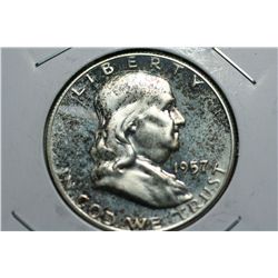 1957 Franklin Half (Proof Finish,Dirty Surface