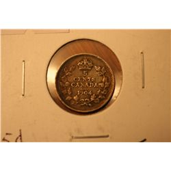 Lot Of 4 Canada 5 Cents (1904,1905,1906,1907)