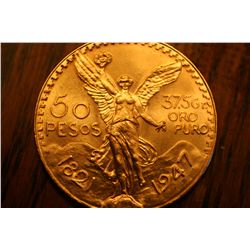 1947  50 Peso's Gold 1.2 oz.