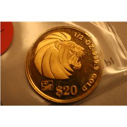 1996 Singapore 1/2 oz. Gold Lion