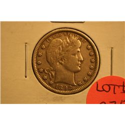 1892 Barber Quarter  Nice EF  (1st Yr)