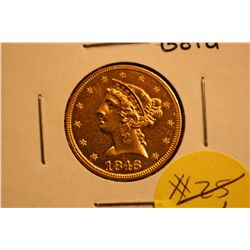 1846 $5 Gold Half Eagle