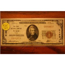 1929 $20 Waco Note (FNB-Waco,Tx)