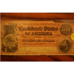 1864 $500 Confederate Note (Rare)