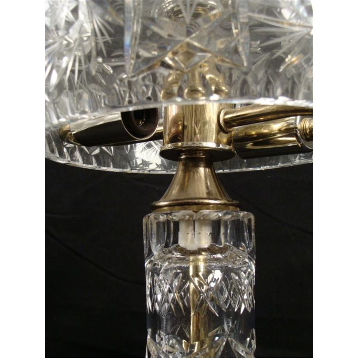 Etched Glass Table Lamp w/ Clear Base & Shade Vintage