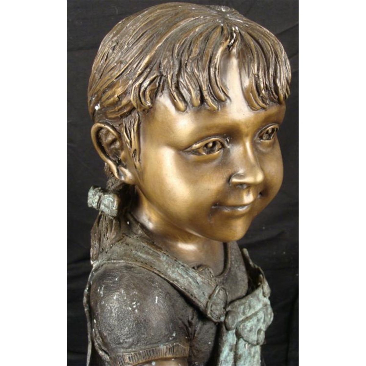 Bronze Child Art Sculpture Little Girl Reading