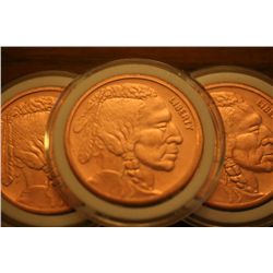 Lot Of 3  1oz. Copper Rounds