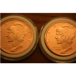 Lot Of  2  1oz. Copper Rounds