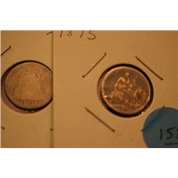 Lot Of 2 1875 Seated Dimes