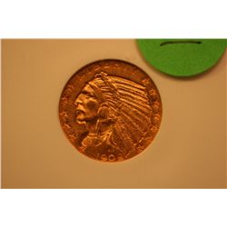 1909-D $5 Gold Indian Coin (NGC-MS62)
