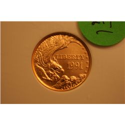 1991-W Mount Rushmore $5 Gold (NGC-MS70)