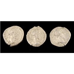 3 Silver Denarius Roman Coins Aurelius, Commodus, Verus