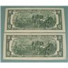 Image 2 : 2 Consec # CU 2003 A $2 Bills Notes J Mint Kansas City