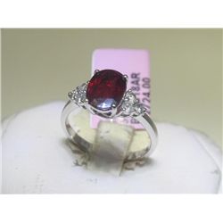 Ruby and .30 Carat Diamonds 14K White Gold Ring
